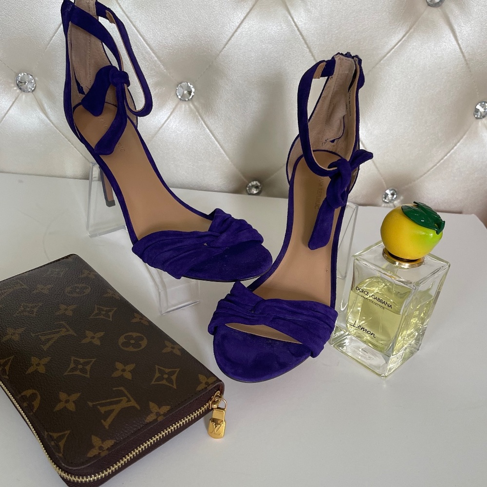 Banana Republic Purple Jasmine Open Toe Ankle Strap Suede Heels Formal Shoes